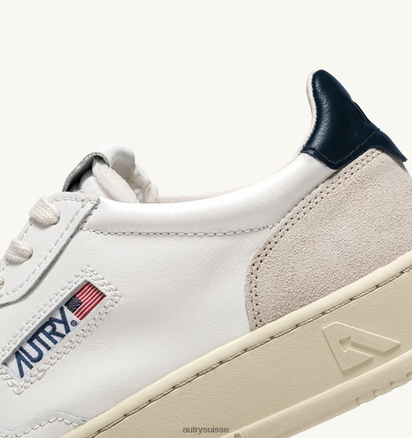 baskets basses medalist en daim et cuir blanc et bleu 28NX0014 suisse Hommes Autry