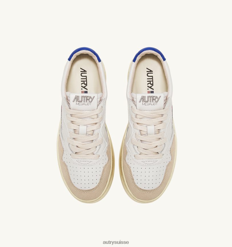 baskets basses medalist en daim et cuir blanc et bleu prince 28NX0016 suisse Hommes Autry