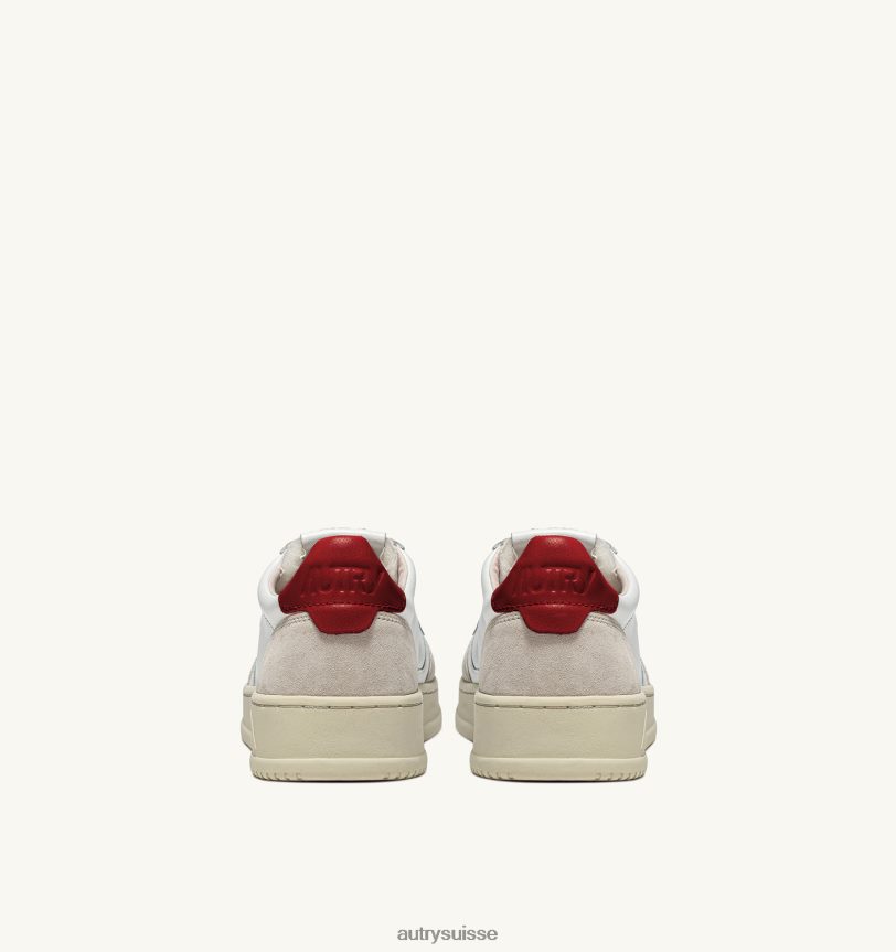 baskets basses medalist en daim et cuir blanc et rouge 28NX0017 suisse Hommes Autry