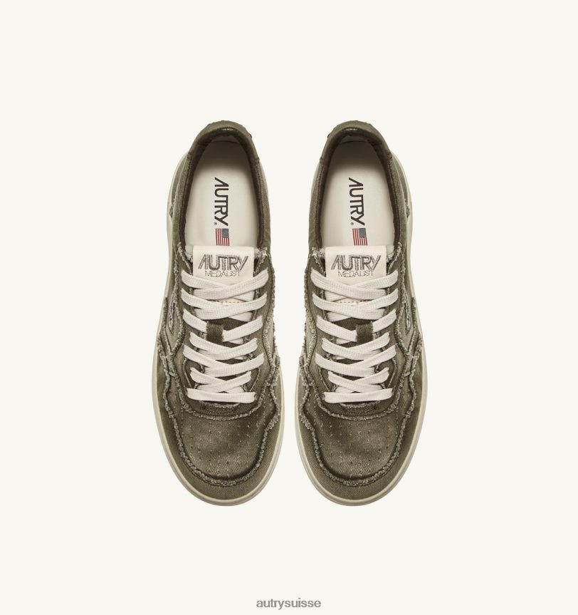 baskets basses medalist en denim militaire 28NX0056 suisse Hommes Autry