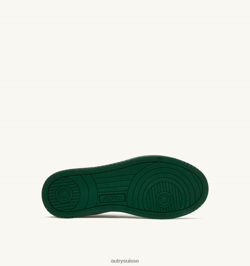baskets basses super vintage en cuir blanc ivoire et vert 28NX0064 suisse Hommes Autry