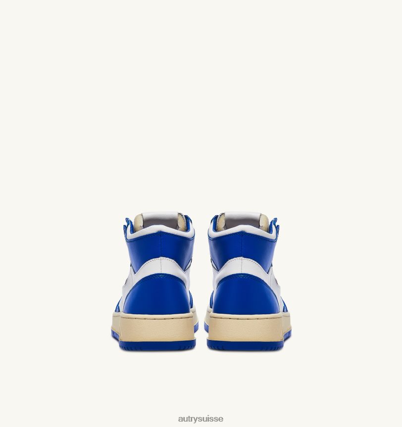 baskets bicolores medalist mid en cuir blanc et bleu prince 28NX0024 suisse Hommes Autry