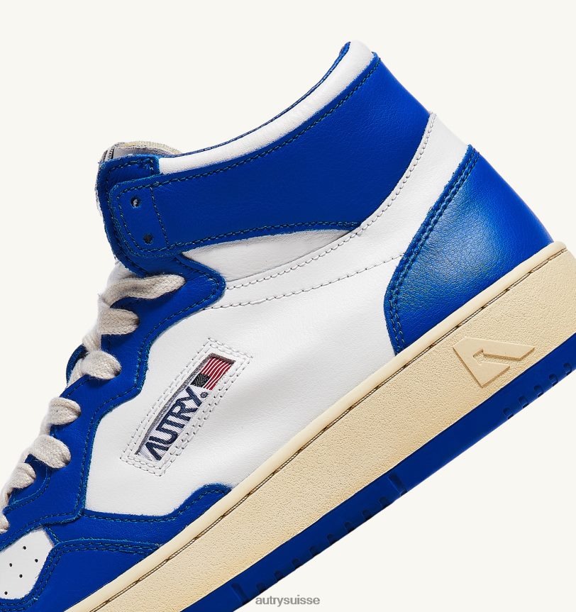 baskets bicolores medalist mid en cuir blanc et bleu prince 28NX0024 suisse Hommes Autry