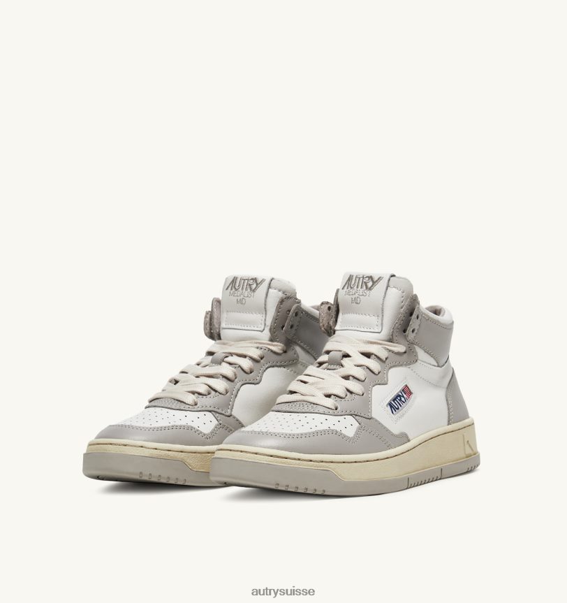 baskets bicolores medalist mid en cuir blanc et ton vapeur 28NX0027 suisse Hommes Autry