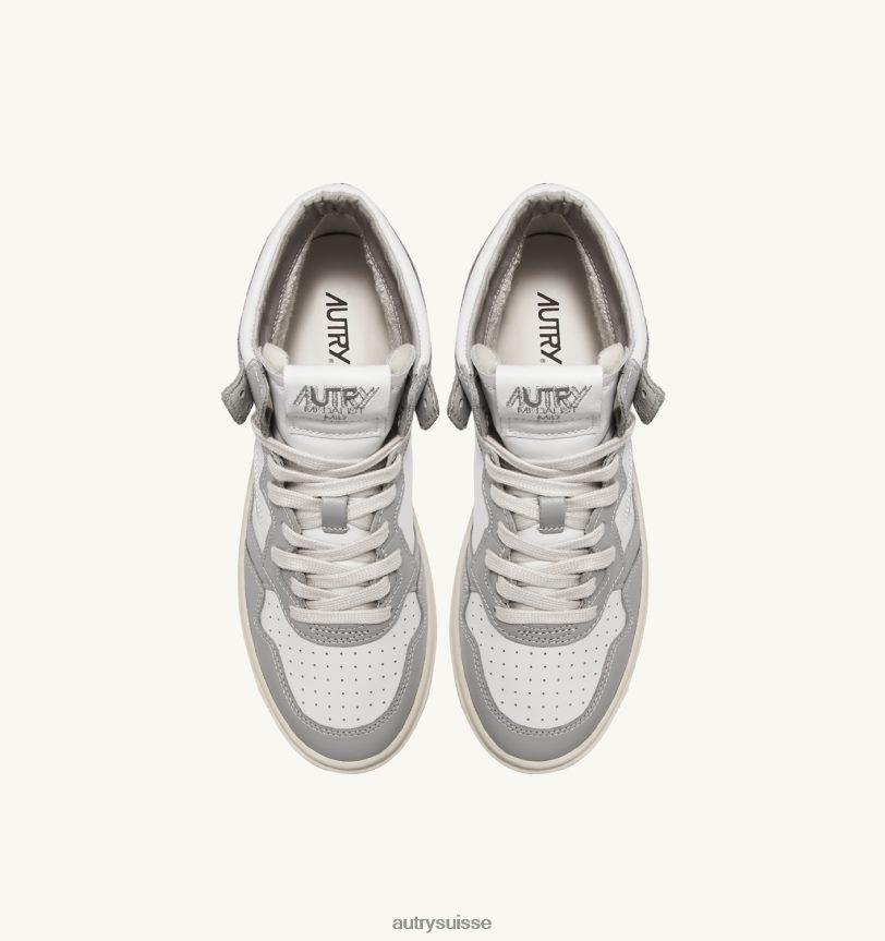 baskets bicolores medalist mid en cuir blanc et ton vapeur 28NX0027 suisse Hommes Autry