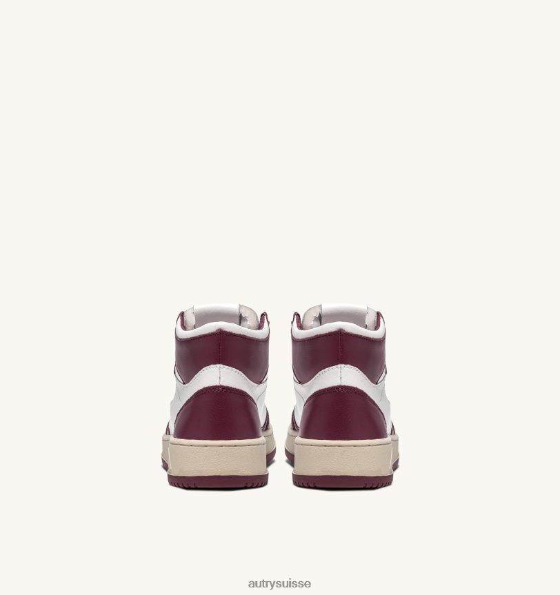 baskets medalist mid en cuir blanc bordeaux 28NX0025 suisse Hommes Autry