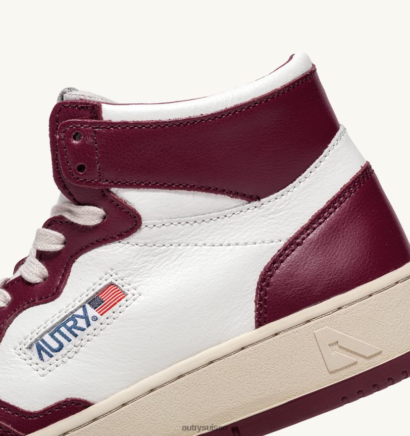 baskets medalist mid en cuir blanc bordeaux 28NX0025 suisse Hommes Autry