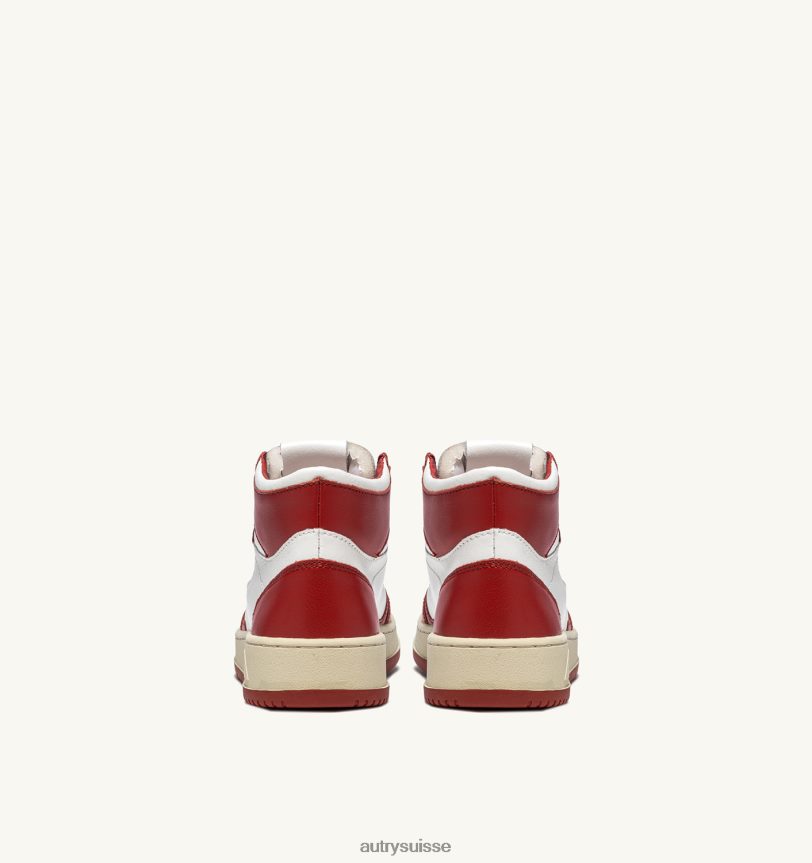 baskets medalist mid en cuir blanc et rouge 28NX0023 suisse Hommes Autry