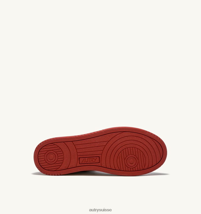 baskets medalist mid en cuir blanc et rouge 28NX0023 suisse Hommes Autry