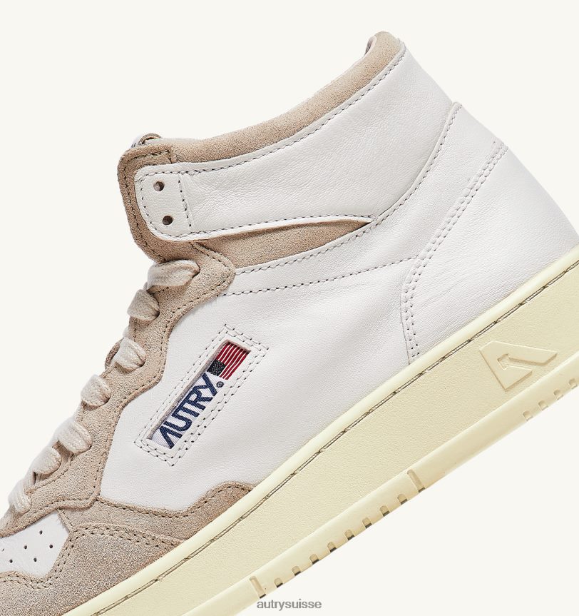 baskets medalist mid en cuir de chèvre et daim blancs 28NX0038 suisse Hommes Autry