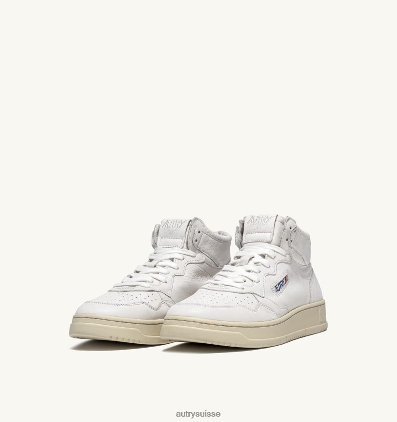 baskets medalist mid en cuir de chèvre souple blanc 28NX0022 suisse Hommes Autry