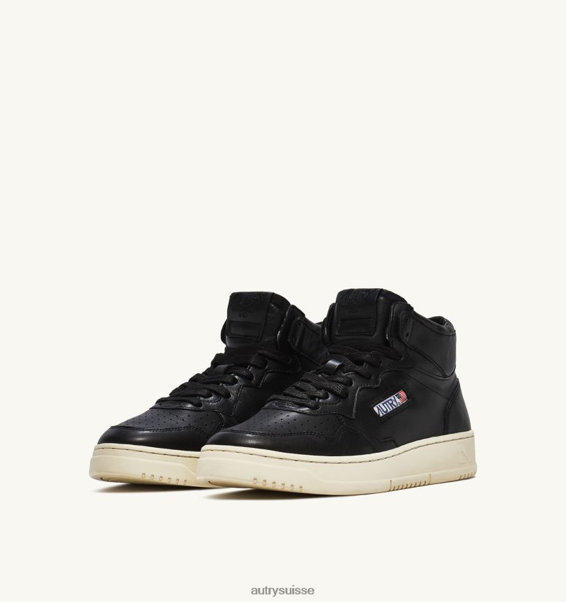 baskets medalist mid en cuir de chèvre souple noir 28NX0044 suisse Hommes Autry