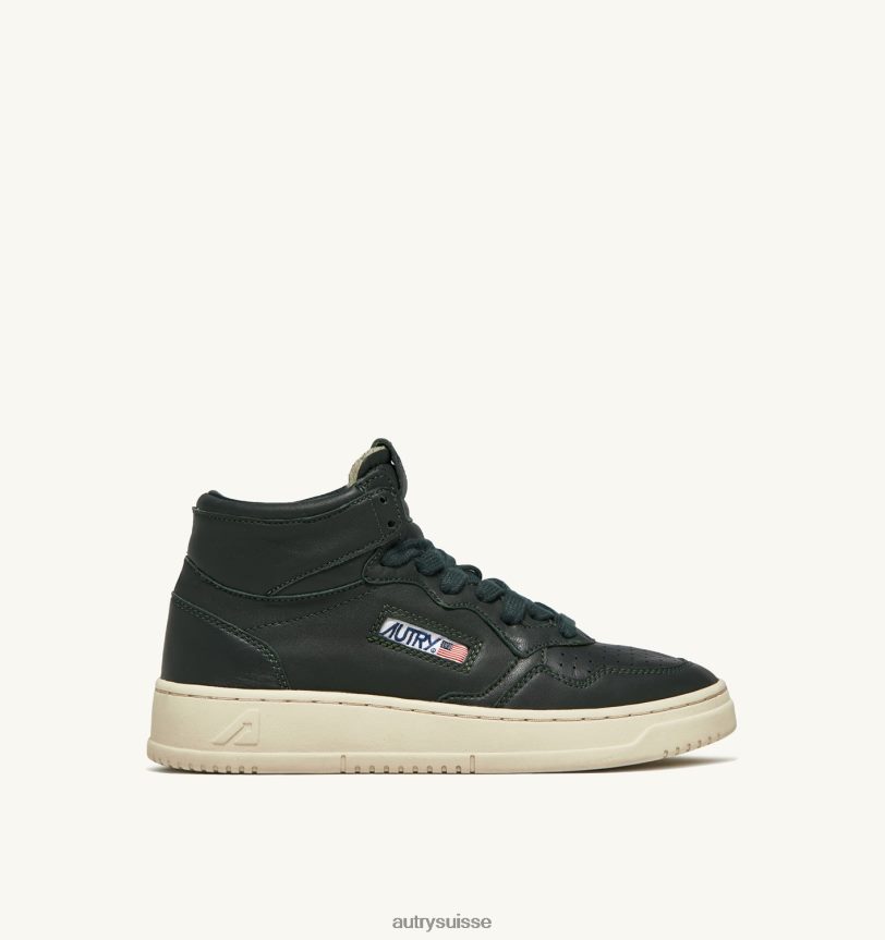 baskets medalist mid en cuir de chèvre souple vert 28NX0046 suisse Hommes Autry