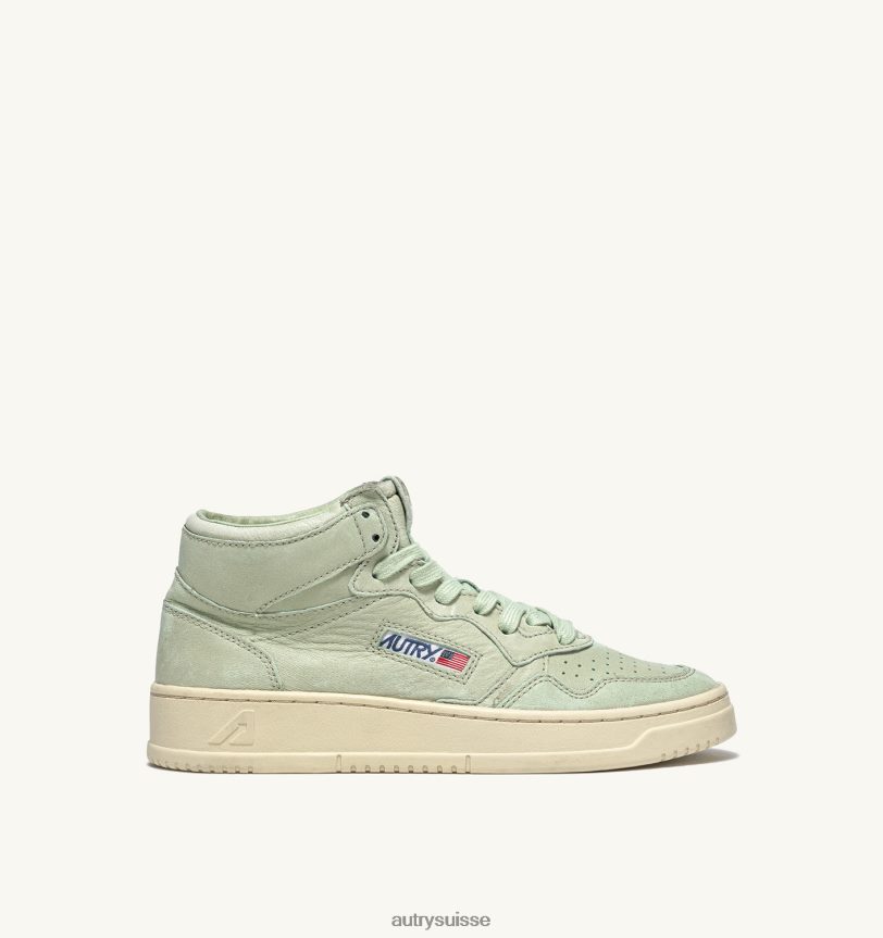 baskets medalist mid en cuir de chèvre souple vert cel 28NX0045 suisse Hommes Autry