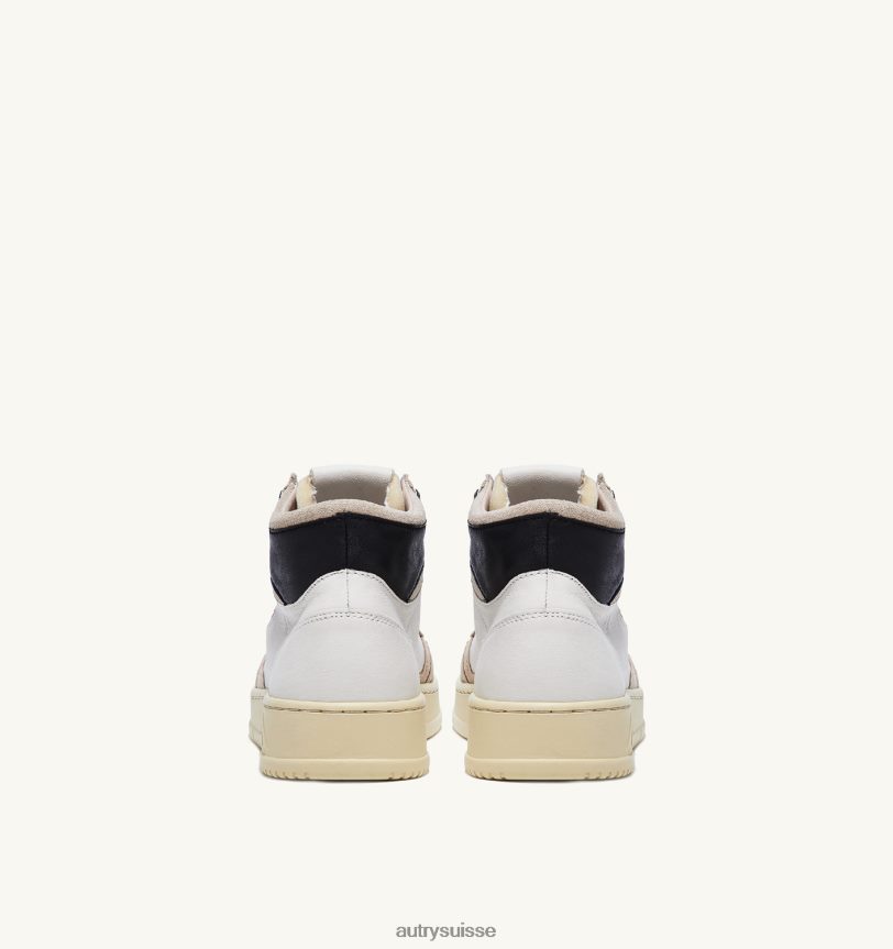 baskets medalist mid en cuir et suède blanc noir 28NX0037 suisse Hommes Autry
