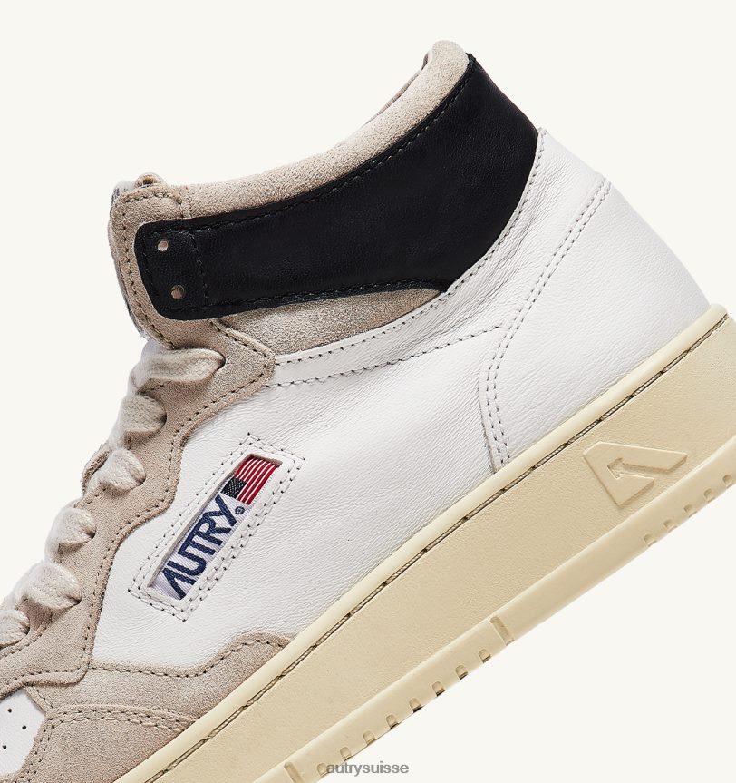 baskets medalist mid en cuir et suède blanc noir 28NX0037 suisse Hommes Autry