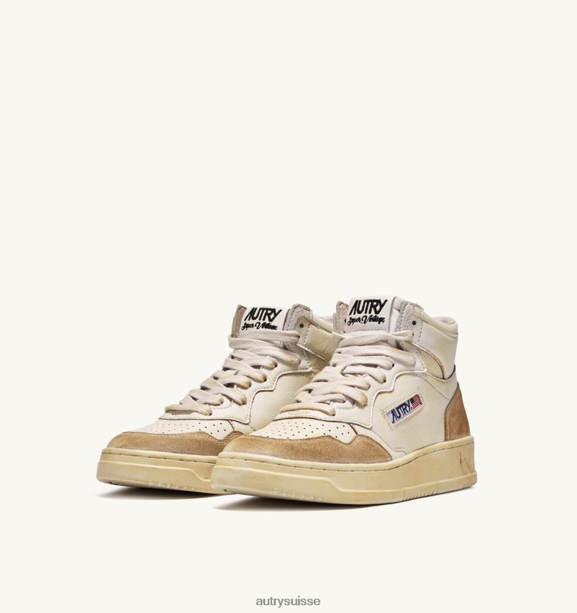 baskets super vintage mid en cuir effet jaunissant blanc 28NX0067 suisse Hommes Autry
