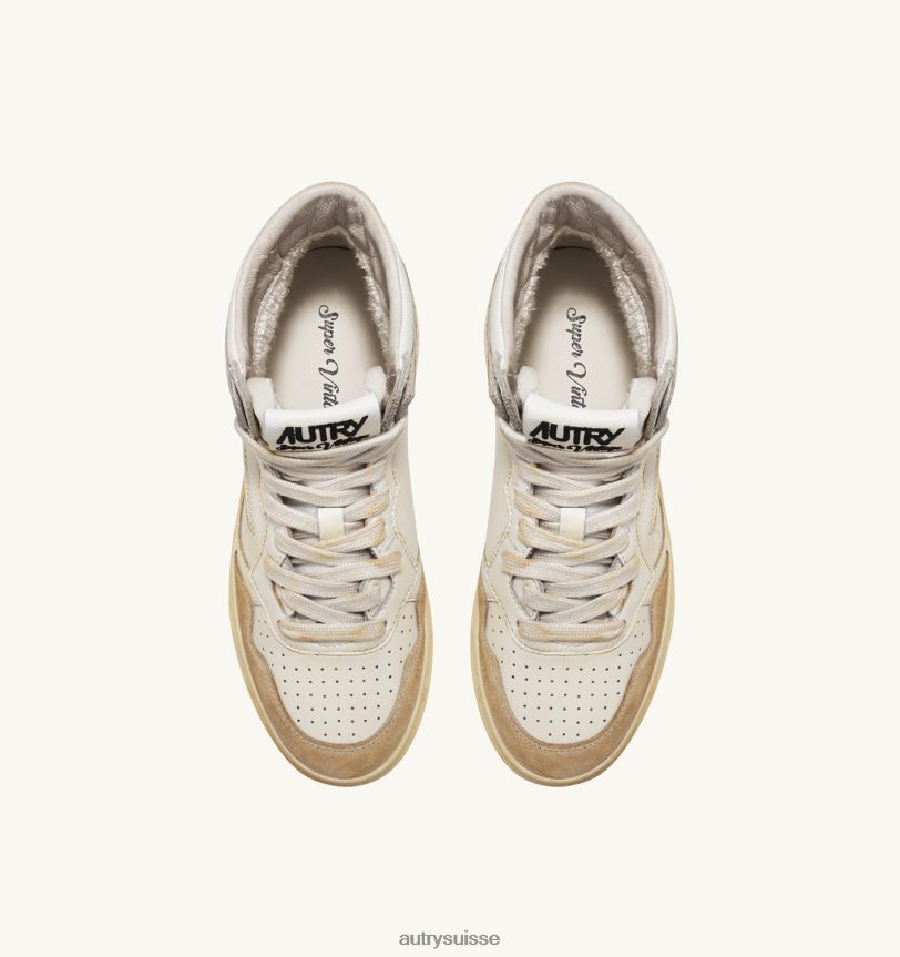 baskets super vintage mid en cuir effet jaunissant blanc 28NX0067 suisse Hommes Autry