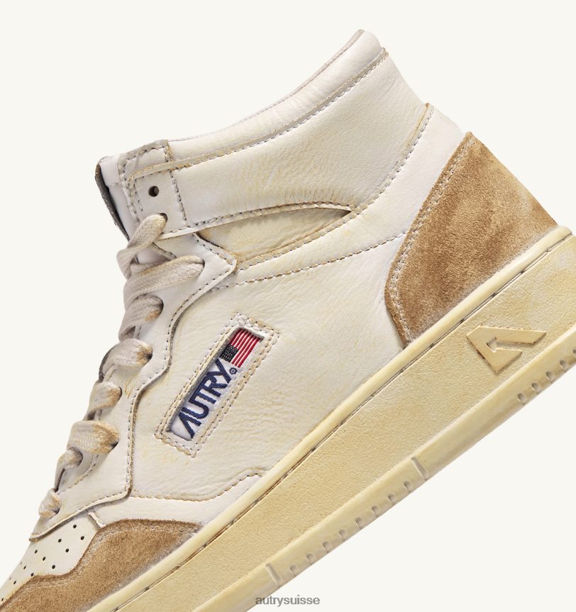 baskets super vintage mid en cuir effet jaunissant blanc 28NX0067 suisse Hommes Autry