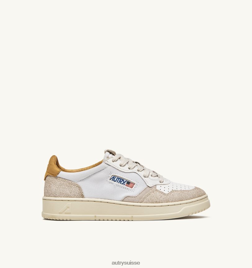 sneaker basse medalist en cuir de chèvre souple effet dragon et nubuck craquelé blanc 28NX0053 suisse Hommes Autry