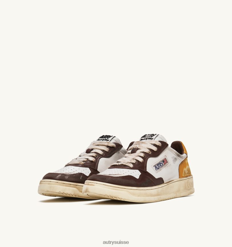 sneaker basse super vintage en cuir marron blanc et miel 28NX0030 suisse Hommes Autry