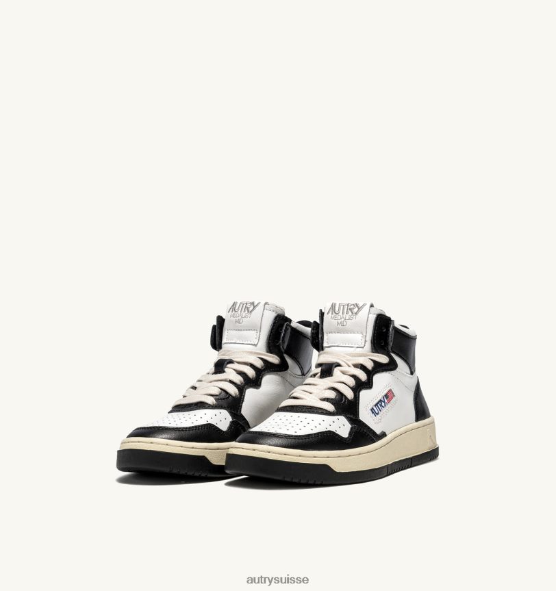 sneakers bicolores medalist mid en cuir blanc et noir 28NX0026 suisse Hommes Autry