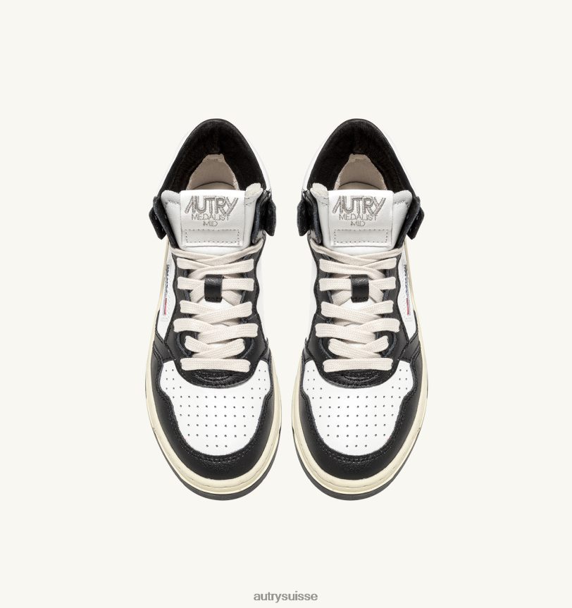 sneakers bicolores medalist mid en cuir blanc et noir 28NX0026 suisse Hommes Autry