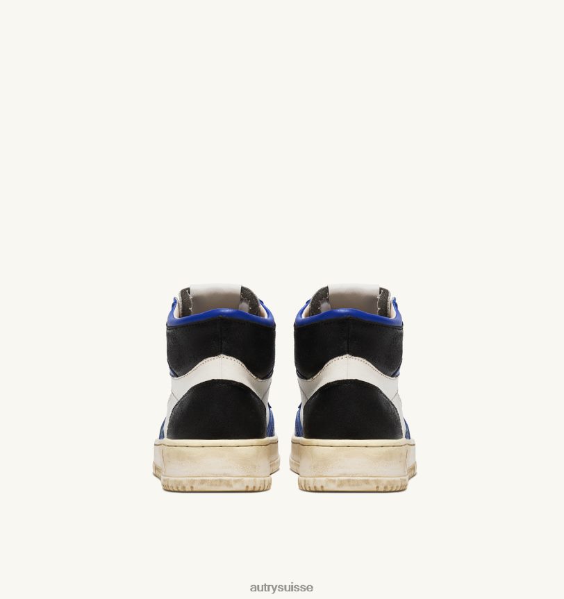 baskets super vintage mid en cuir blanc bleu et noir 28NX0034 suisse Hommes Autry