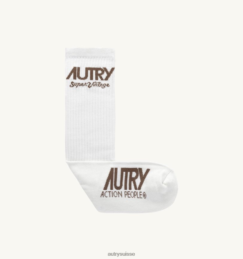 chaussettes logo supervintage blanches 28NX00154 suisse Hommes Autry