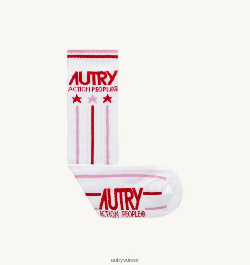chaussettes logo tennis blanches 28NX00157 suisse Hommes Autry