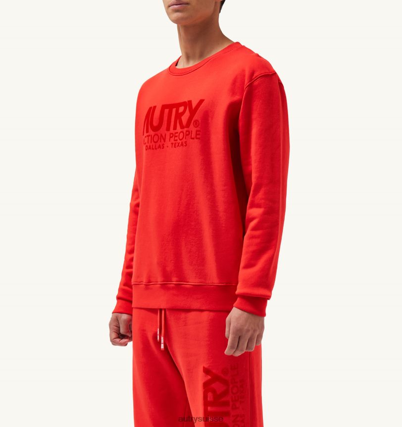 sweat col rond floqué iconique rouge 28NX00113 suisse Hommes Autry