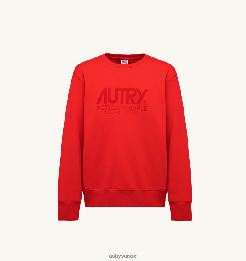 sweat col rond floqué iconique rouge 28NX00113 suisse Hommes Autry