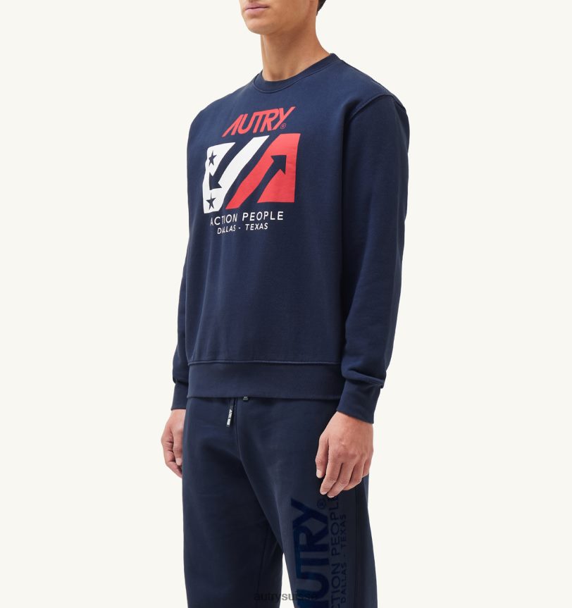 sweat col rond iconique bleu 28NX00114 suisse Hommes Autry