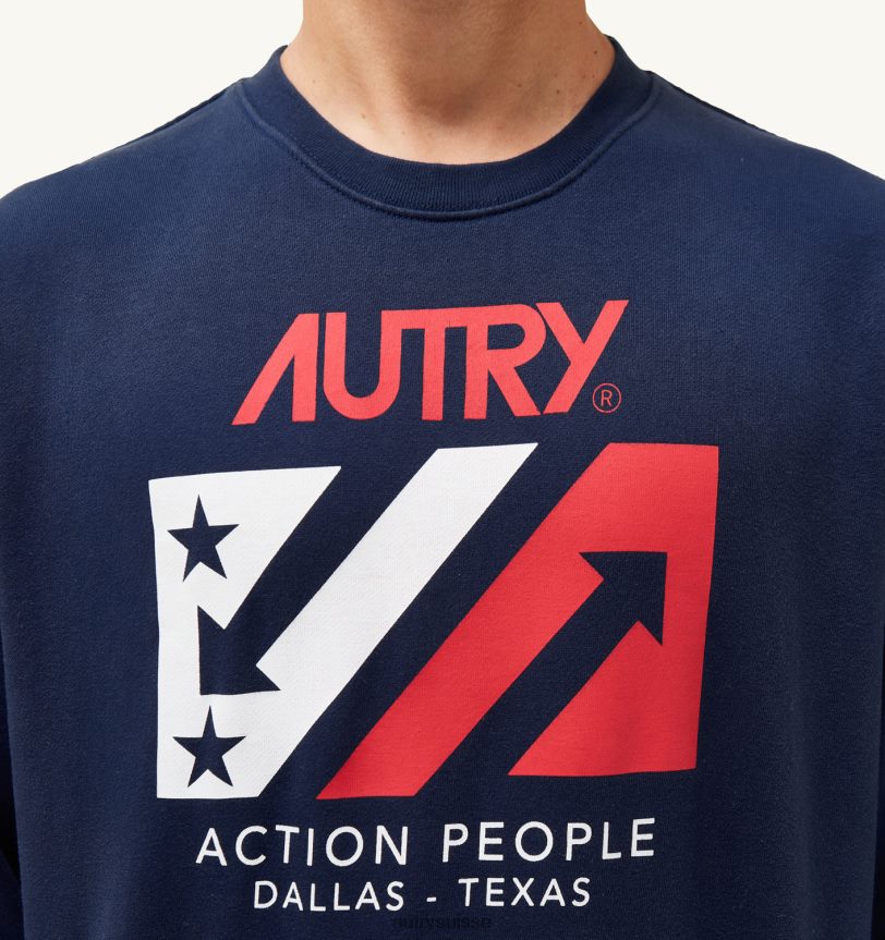 sweat col rond iconique bleu 28NX00114 suisse Hommes Autry