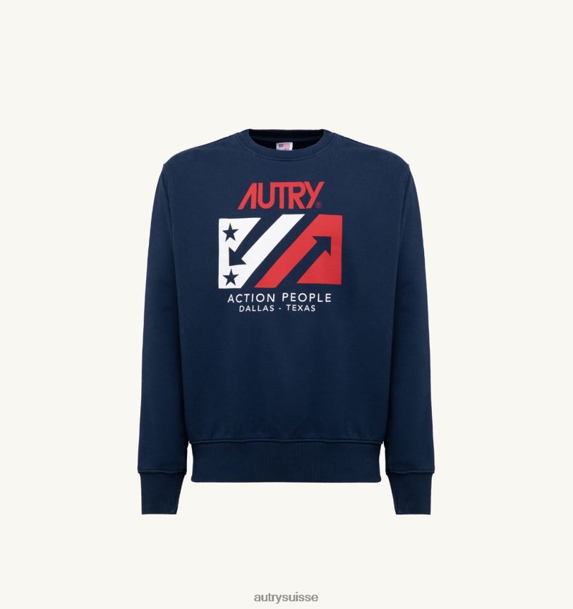 sweat col rond iconique bleu 28NX00114 suisse Hommes Autry