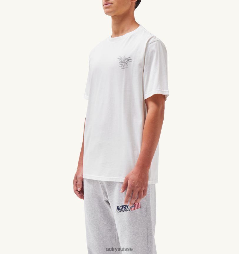 t-shirt col rond imprimé liberty blanc 28NX00117 suisse Hommes Autry