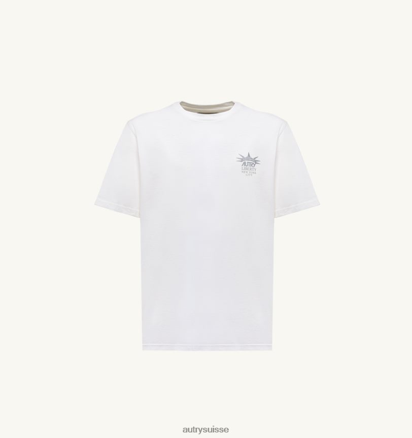 t-shirt col rond imprimé liberty blanc 28NX00117 suisse Hommes Autry