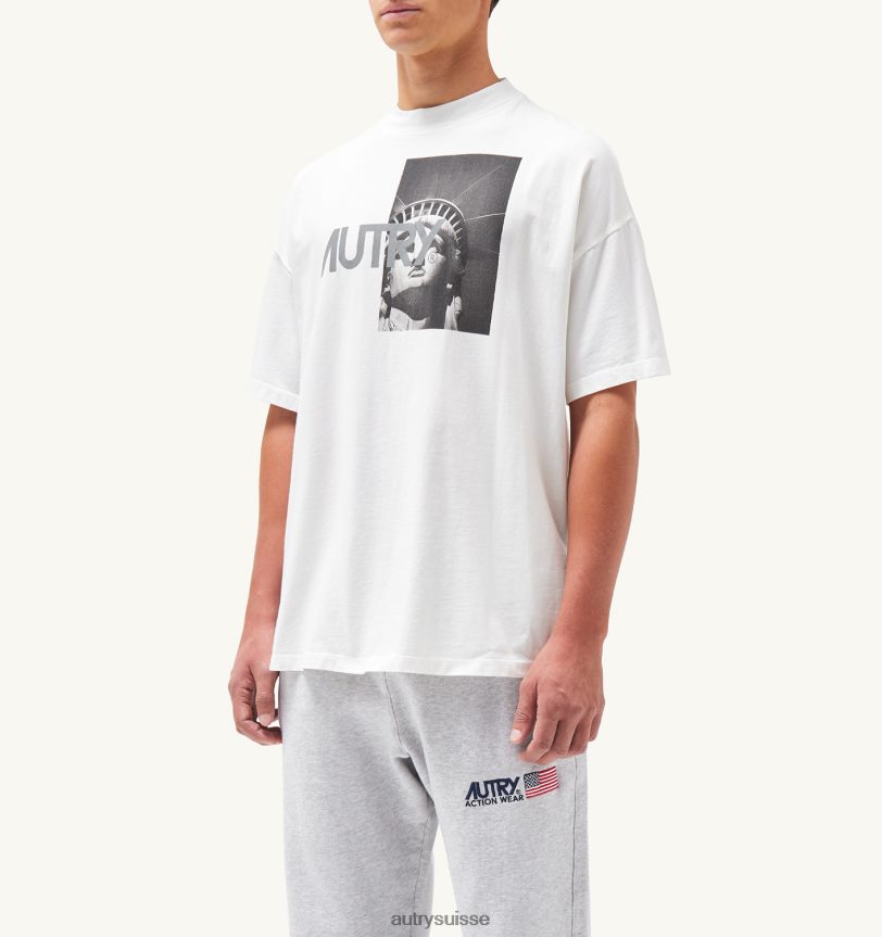 t-shirt col rond liberty photo blanc 28NX00111 suisse Hommes Autry