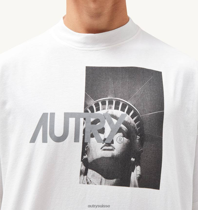 t-shirt col rond liberty photo blanc 28NX00111 suisse Hommes Autry