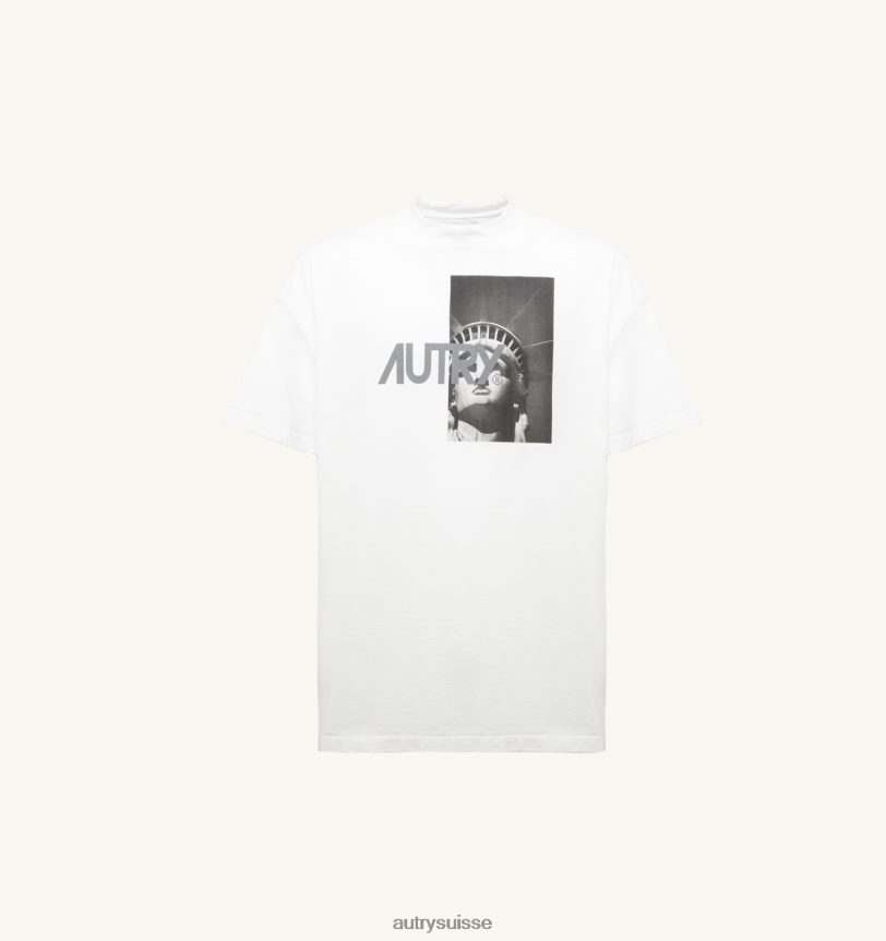 t-shirt col rond liberty photo blanc 28NX00111 suisse Hommes Autry