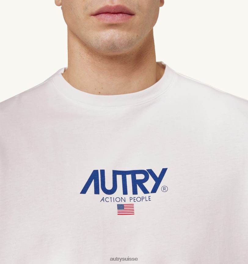 t-shirt col rond logo iconique blanc 28NX00105 suisse Hommes Autry