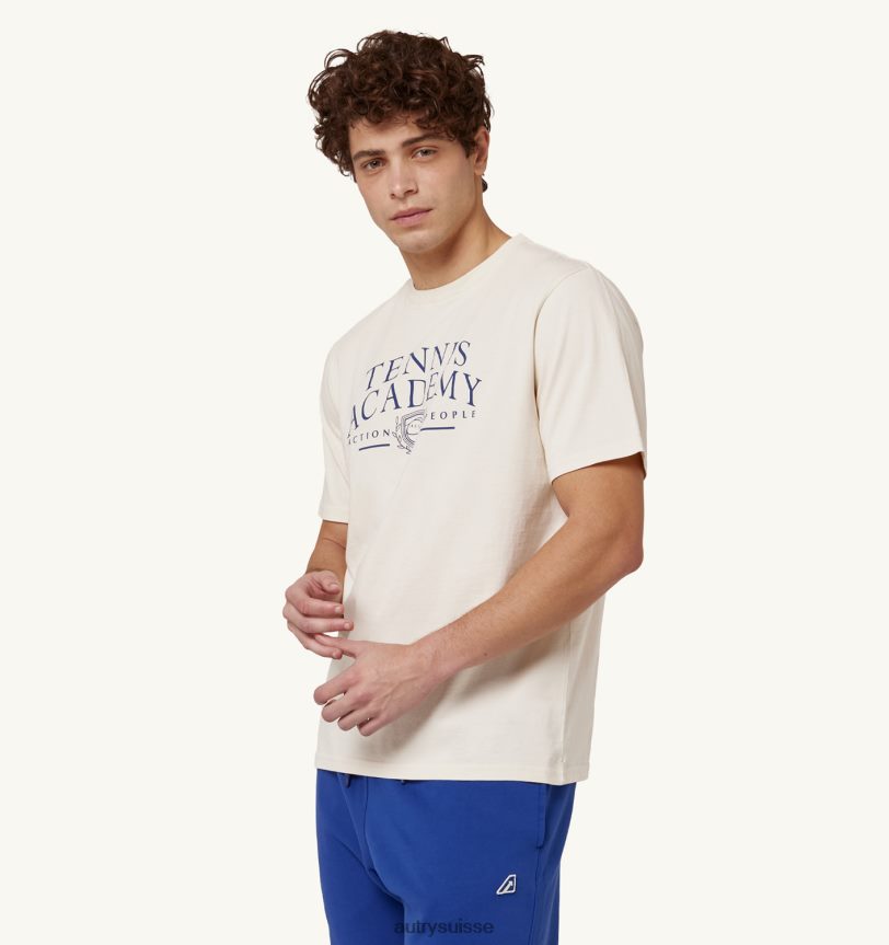 t-shirt tennis col rond blanc ivoire 28NX00106 suisse Hommes Autry